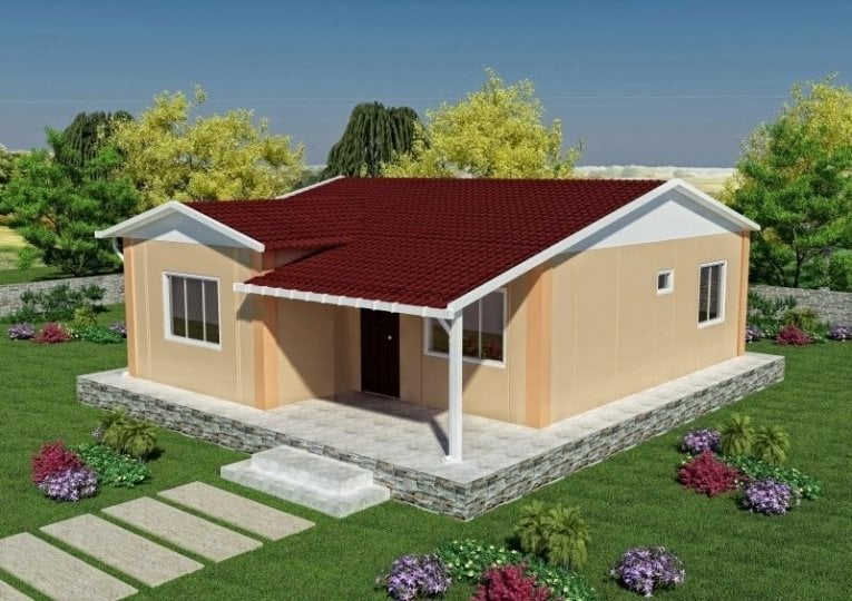 2+1 Tek Katlı Prefabrik Ev 68 m2